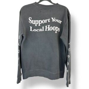 Support Local Hoops Basketball Sweatshirt Size S Crewneck Graphic Print Gray